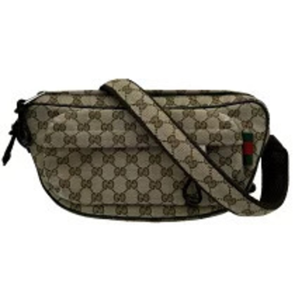 Gucci Body Crossbody Waist Bag Brown Beige Cream GG Canvas